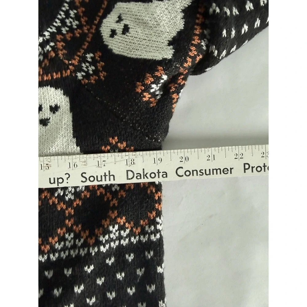 Maurices Cardigan Women Medium Black Ghost Fair Isle Halloween Button Up Sweater